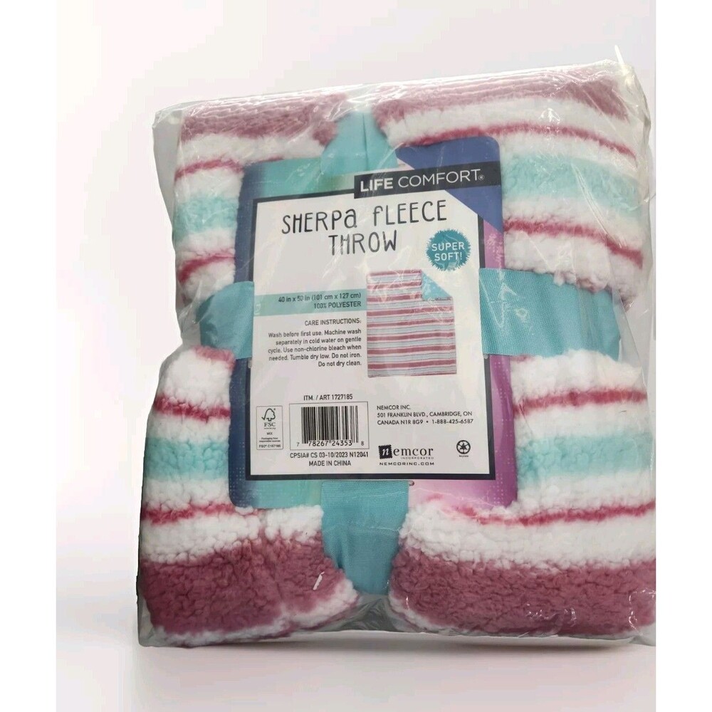 Life Comfort  Ultra Soft Sherpa Fleece Throw  50 x 40